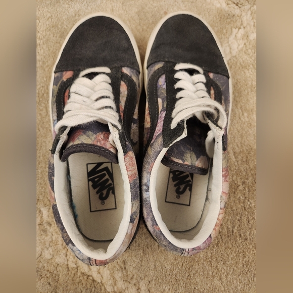 VANS Old Skool Trainers Moody Floral Lace Up Shoes Gray Suede Womens 5.5 Men's 4 - Picture 2 of 7